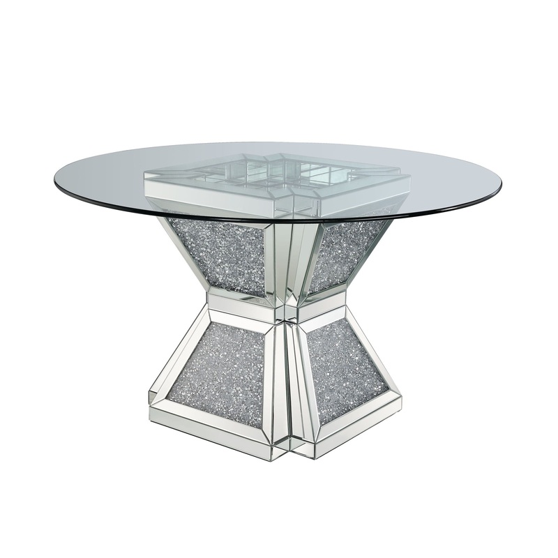 Noralie – 31 Dining Table – Clear Glass, Mirrored & Faux Diamonds