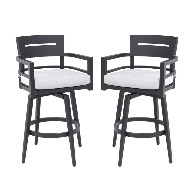 Outdoor Swivel Bar Chairs, 360 Degree Rotation, Ergonomic Backrest (Set of 2)