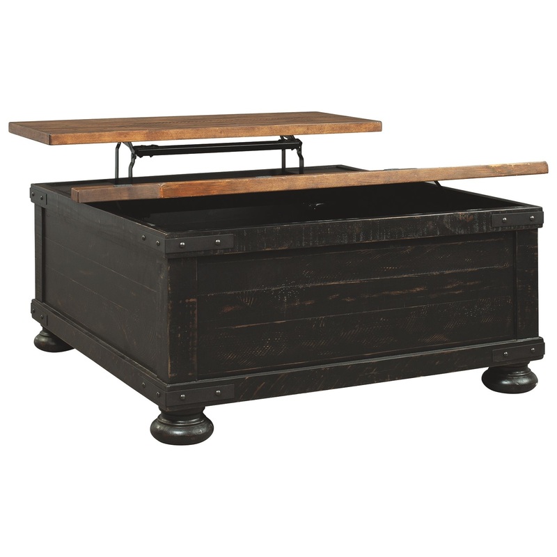 Valebeck – Lift Top Cocktail Table – Black / Brown