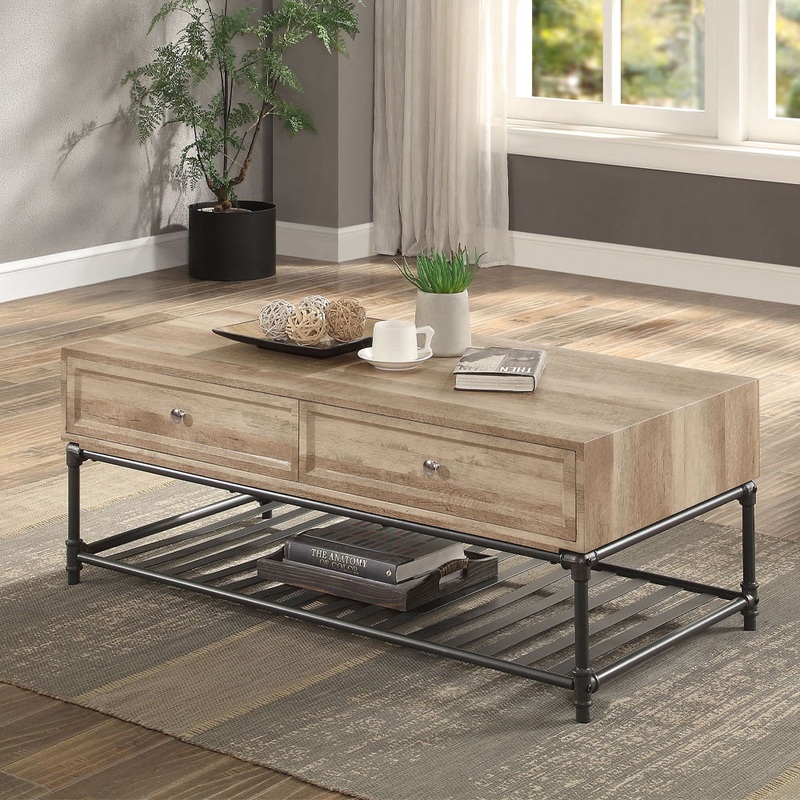 Brantley II – Coffee Table – Oak & Sandy Black