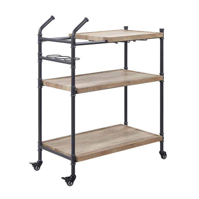 Brantley – Serving Cart – Oak & Sandy Black
