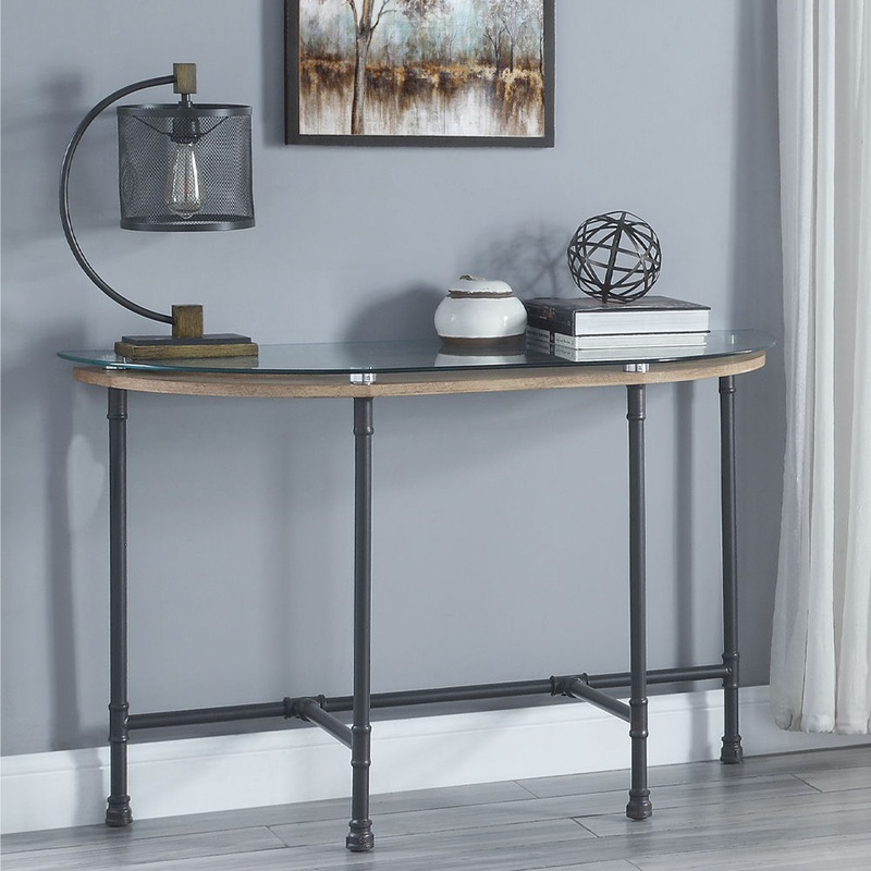 Brantley – Sofa Table – Clear Glass & Sandy Gray