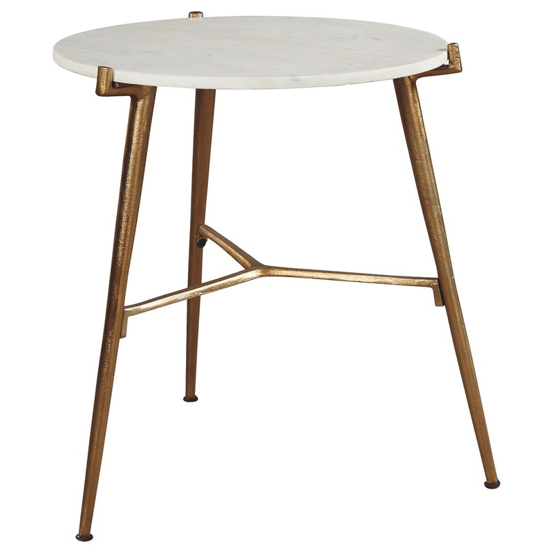 Chadton – Accent Table – White / Gold Finish