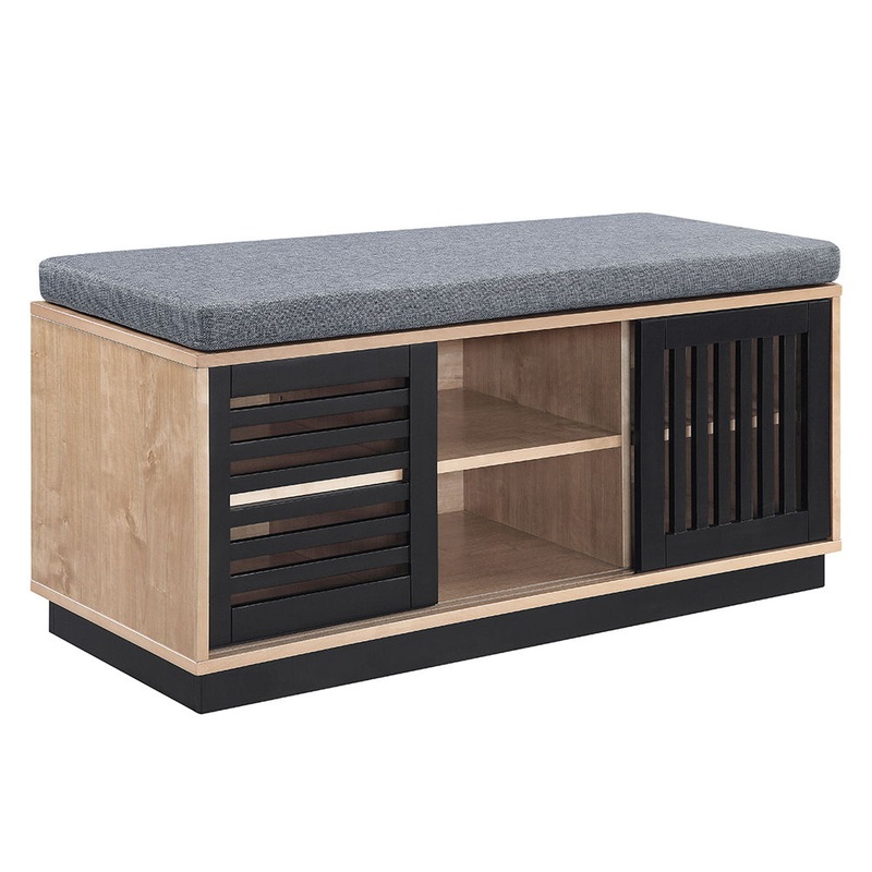 Gamaliel – Bench With Storage – Oak & Espresso