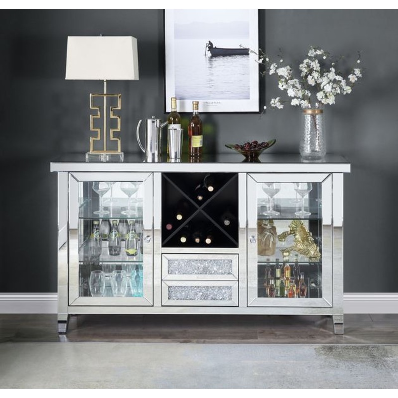Noralie – 36 Wine Cabinet With LED – Mirrored & Faux Diamonds