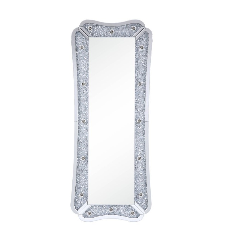 Noralie – 63 Floor Mirror With Faux Diamonds – Mirrored