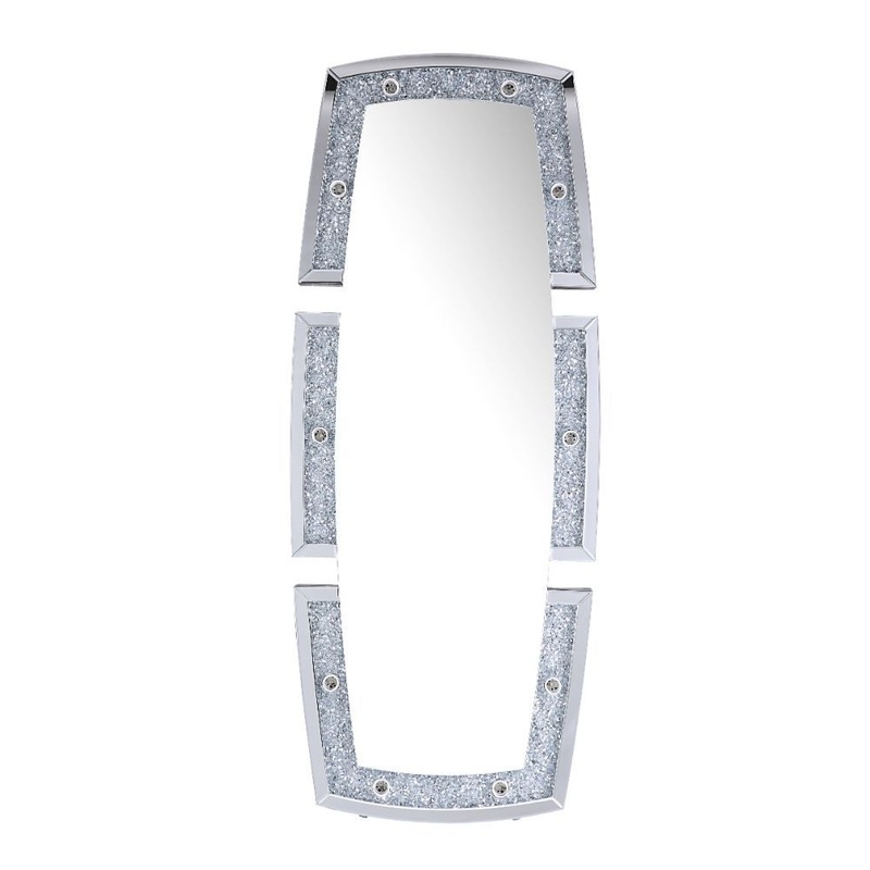 Noralie – 63 X 26 Floor Mirror With Faux Diamonds – Mirrored