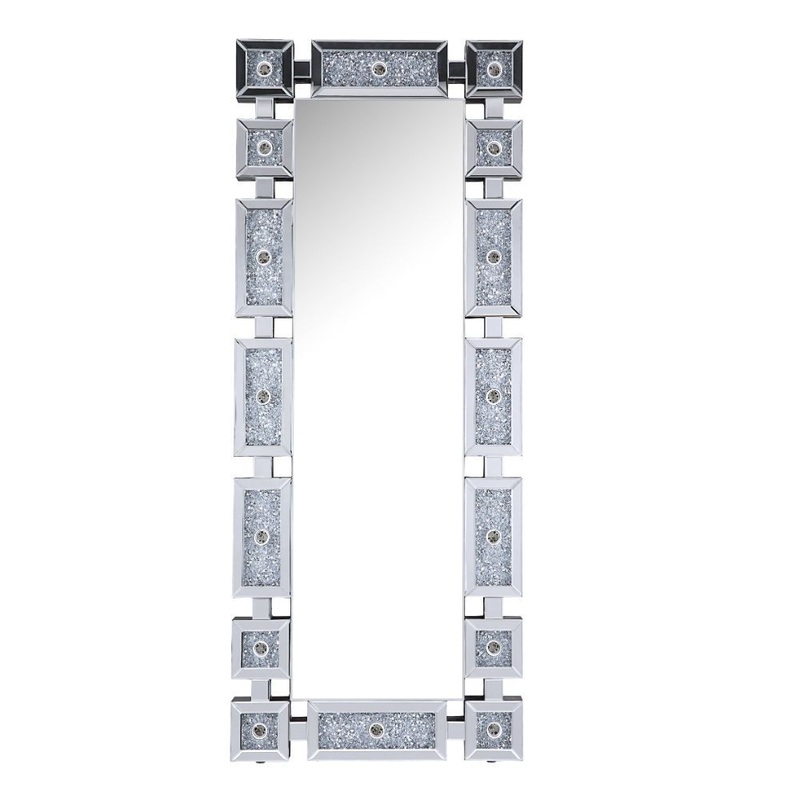 Noralie – Floor Mirror With Faux Diamonds – Mirrored