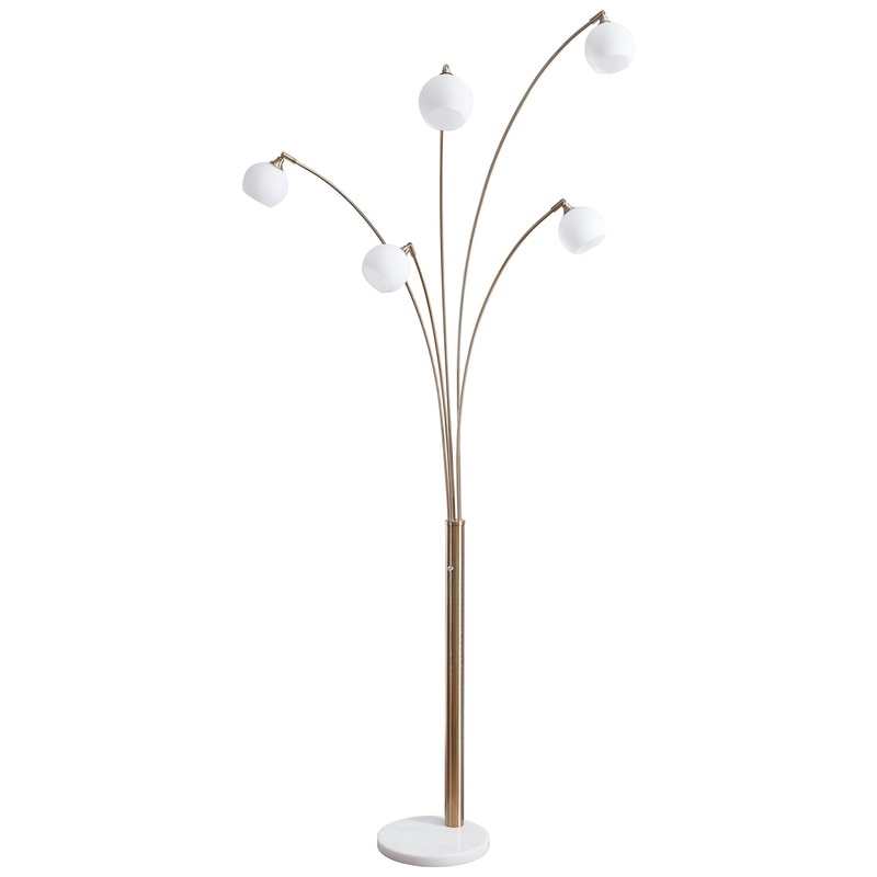 Taliya – Metal Arc Lamp  – Champagne / White