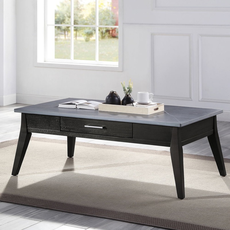 Zemocryss – Coffee Table – Sintered Stone Top & Dark Brown