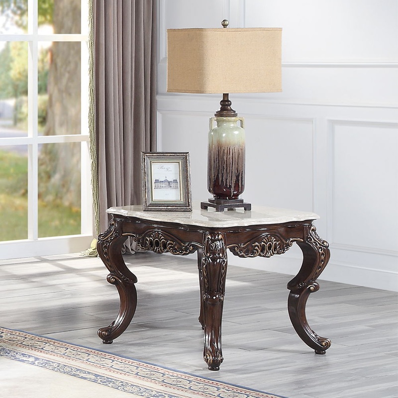 Benbek – End Table – Marble & Antique Oak