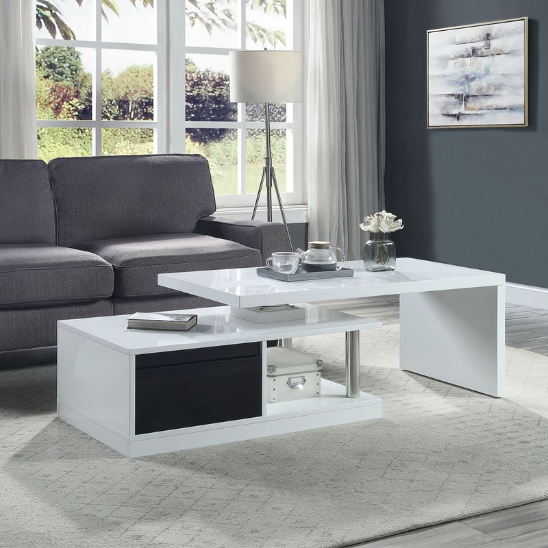 Buck II – Coffee Table With Swivel Top – White & Black High Gloss