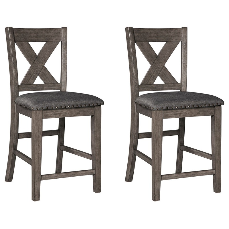 Caitbrook – Upholstered Barstool (Set of 2) – Gray