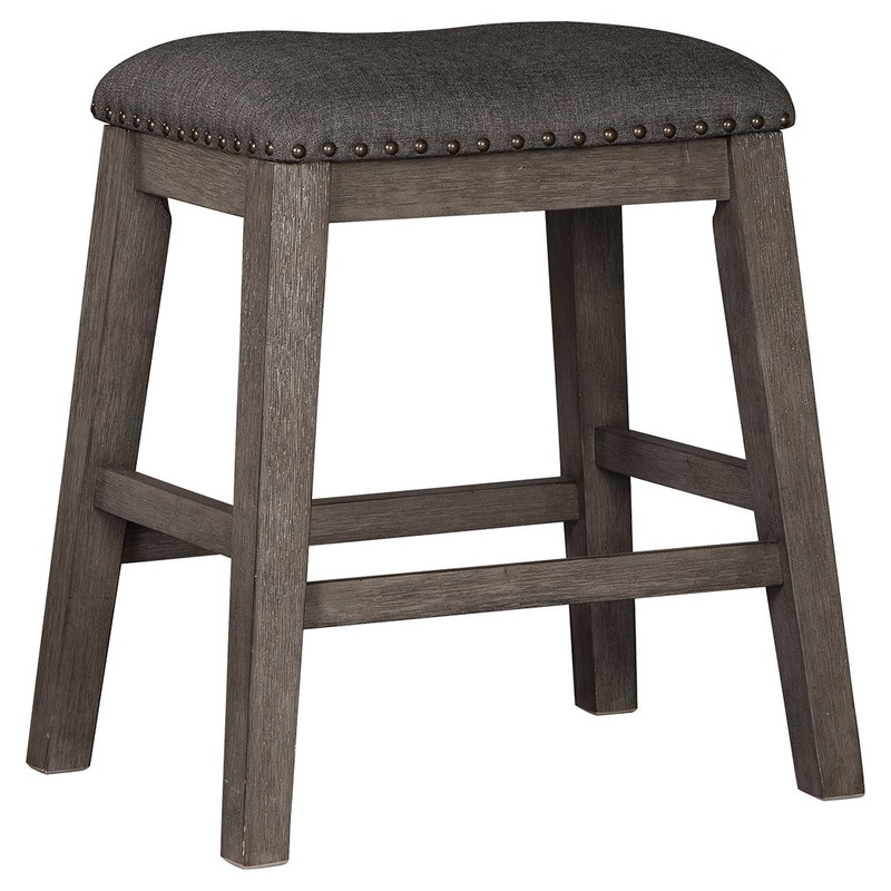 Caitbrook – Upholstered Stool (Set of 2) – Gray