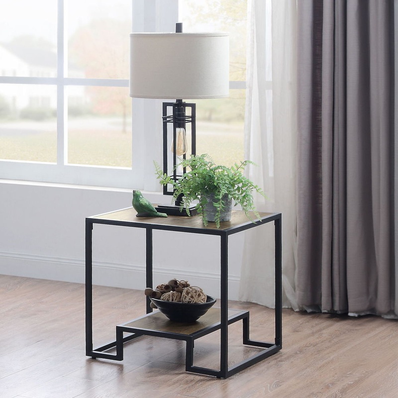Idella – End Table – Rustic Oak & Black