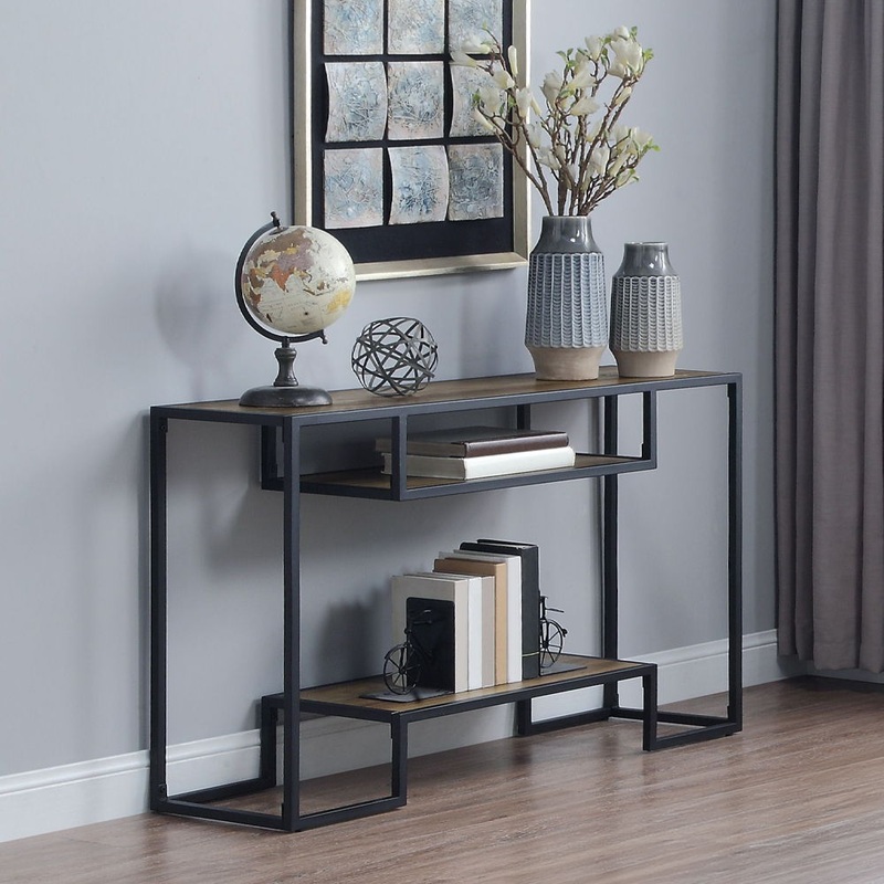 Idella – Sofa Table – Rustic Oak & Black