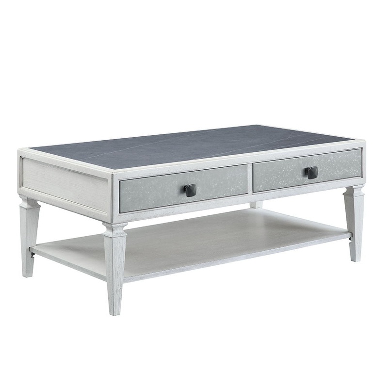 Katia – Coffee Table – Rustic Gray & Weathered White