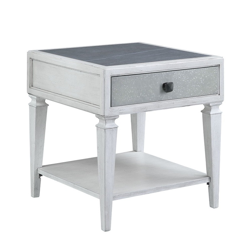 Katia – End Table – Rustic Gray & Weathered White