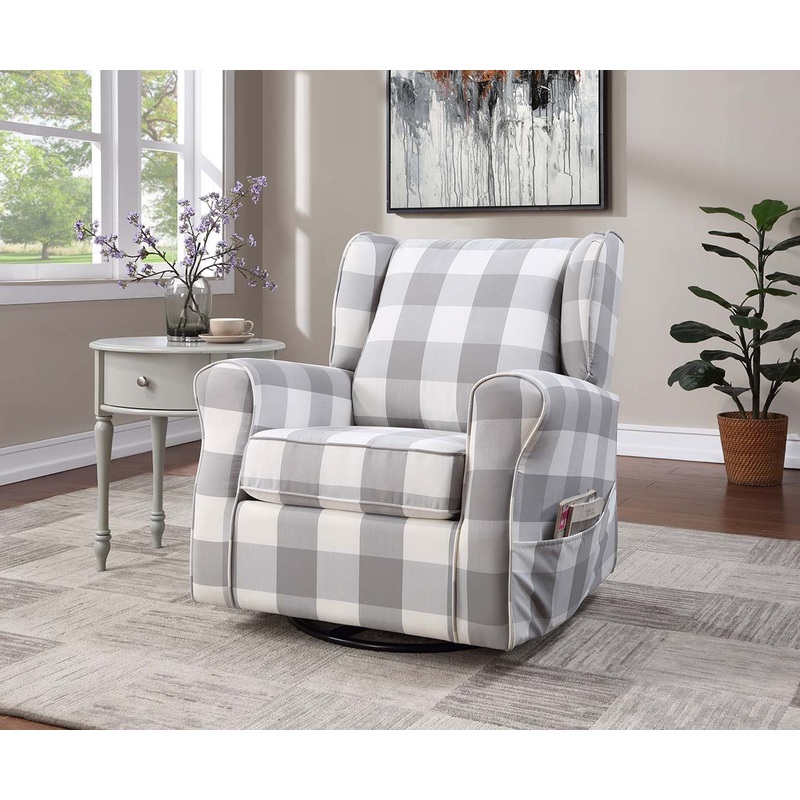 Patli – Swivel Chair With Glider – Gray Fabric