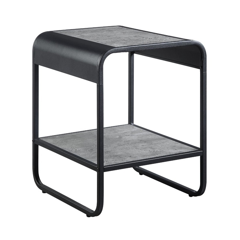 Raziela – 21 End Table – Concrete Gray & Black