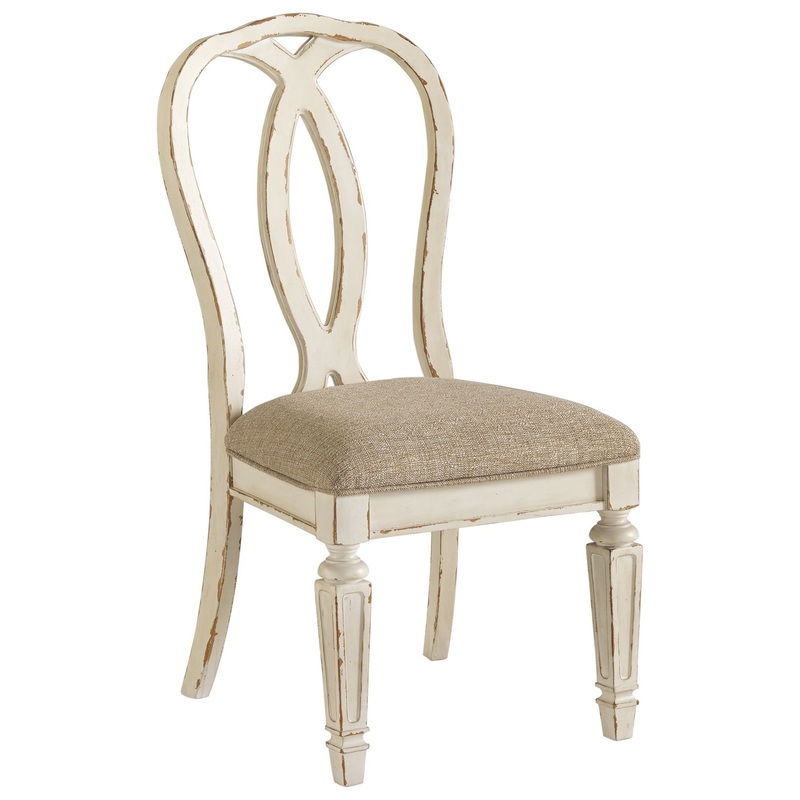 Realyn – Dining UPH Side Chair (Set of 2) – Ribbonback – Chipped White