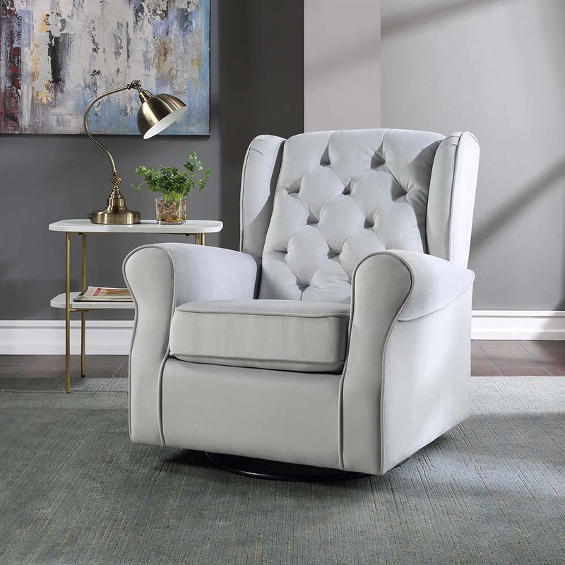 Zeger – Swivel Chair With Glider – Gray Fabric