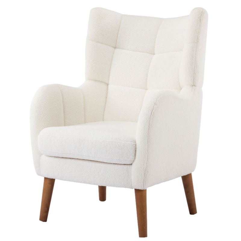 Accent Chair With Birch Wood Legs – White