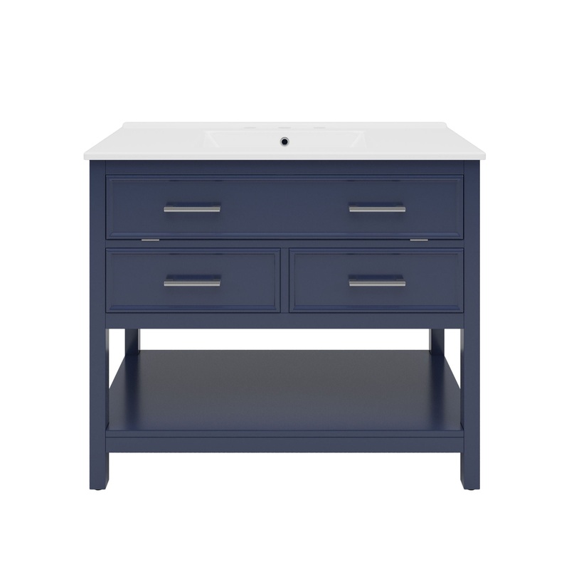 Bathroom Vanity With Ceramic Sink, Tip Out Tray & 2 Full Extension Drawers