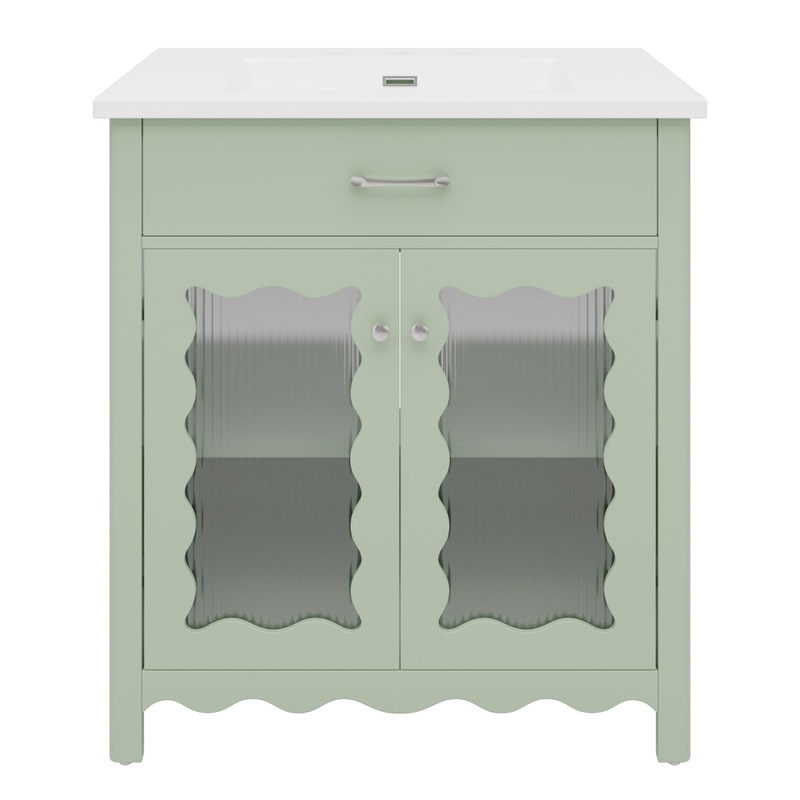 Modern Bathroom Vanity With Tempered Glass Doors