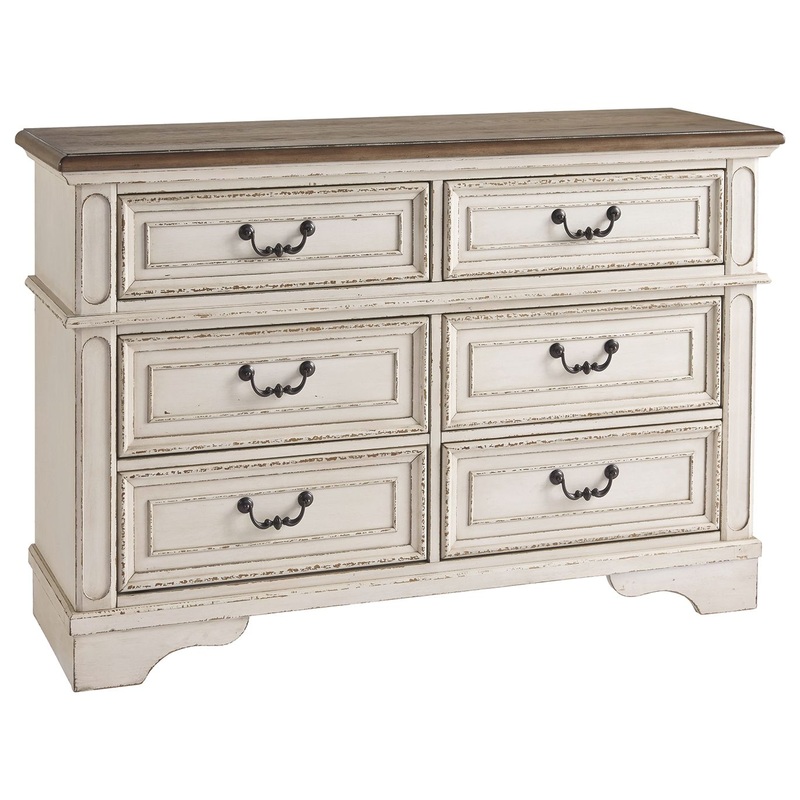 Realyn – Dresser, Mirror|White|Dressers|Dresser & Mirror|6 Drawers|7 Drawers
