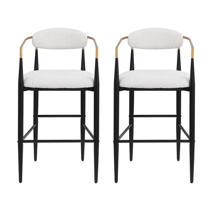 Upholstered Bar Stools With Backs For Kitchen Island (Set of 2) – Beige