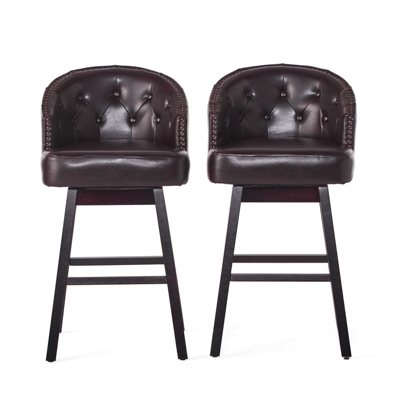 360 Degree Swivel Bar Stool With Stunning Nailhead Trim (Set of 2)