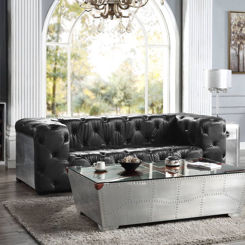 Brancaster – Sofa – Black Top Grain Leather & Aluminum