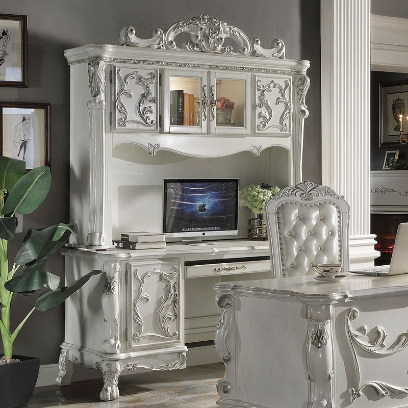 Dresden – Computer Desk & Hutch – Bone White