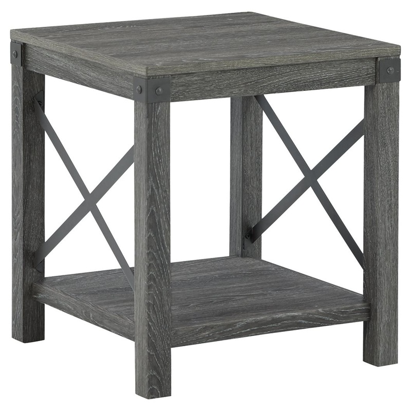 Freedan – Square End Table – Grayish Brown