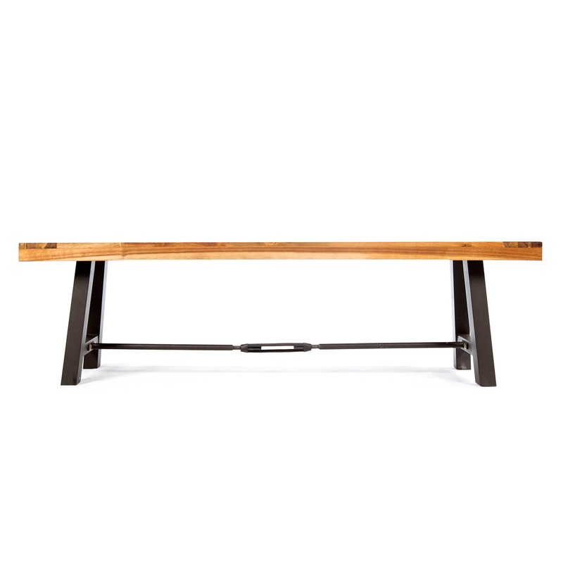 Outdoor Dining Bench, Patio Backless Bench – Teak / Black