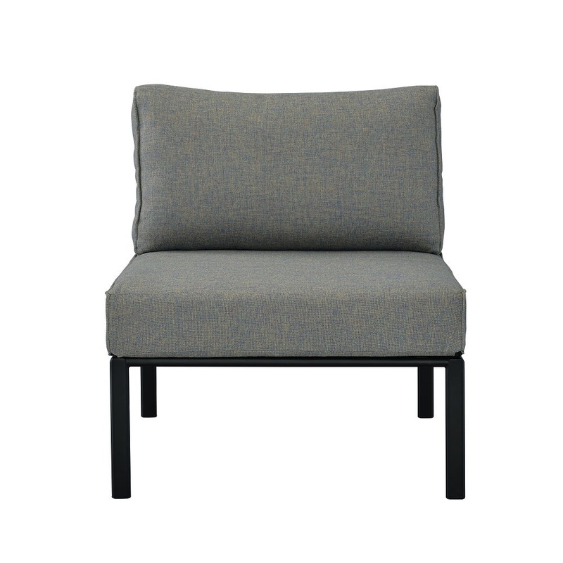 Rajni – Patio Armless Chair – Gray Fabric & Black