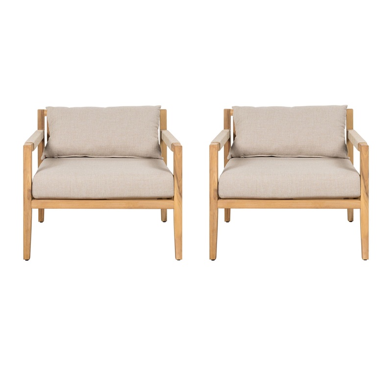 Rope Outdoor Leisure Chair (Set of 2) – Acacia Wood / Beige