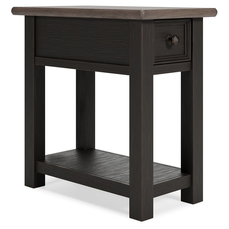 Tyler Creek – Chair Side End Table – Black / Gray