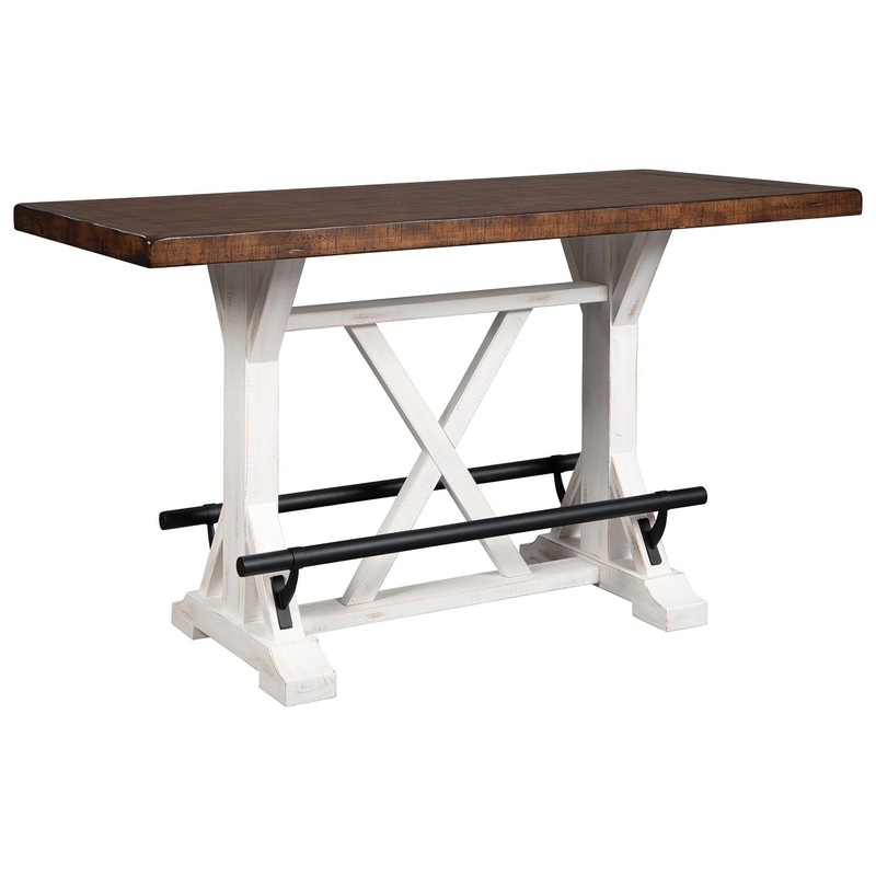 Valebeck – Rectangular Dining Room Counter Table – White / Brown
