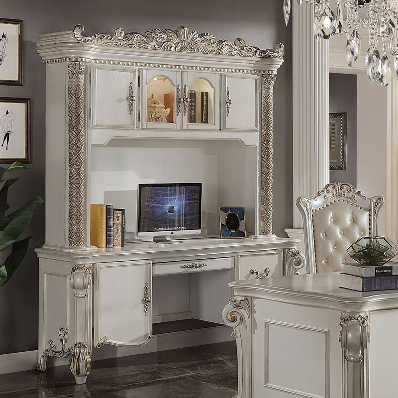 Vendome – Computer Desk & Hutch – Antique Pearl