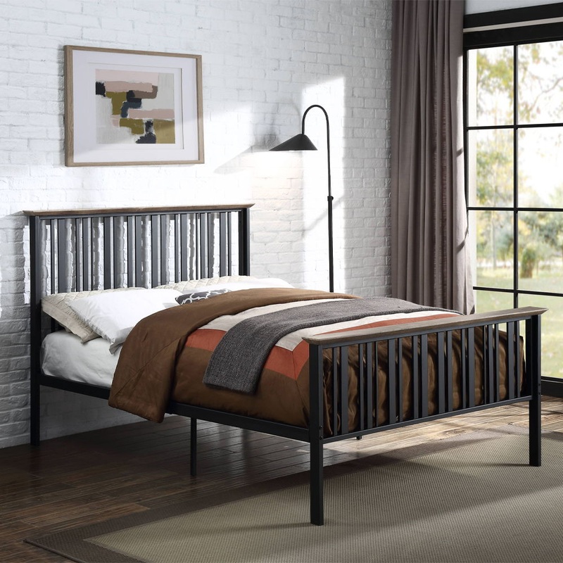 Zudora – Full Bed – Antique Oak & Black