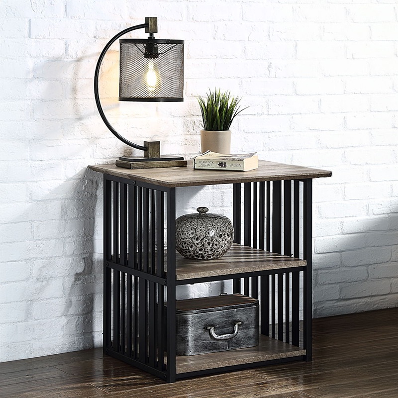 Zudora – Nightstand – Antique Oak & Black