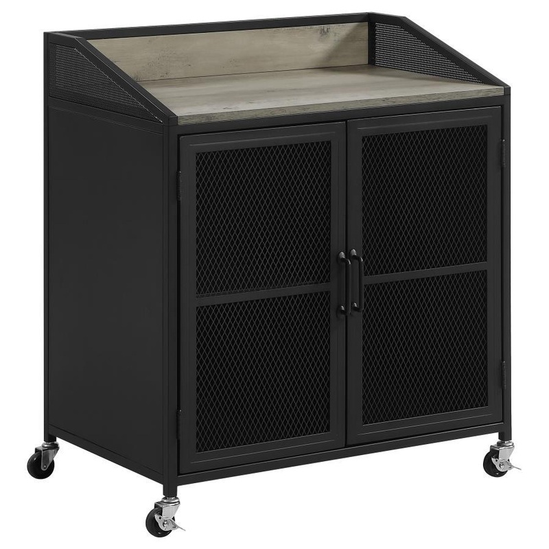 Arlette – 2 Door Mobile Home Bar Wine Cabinet – Sandy Black