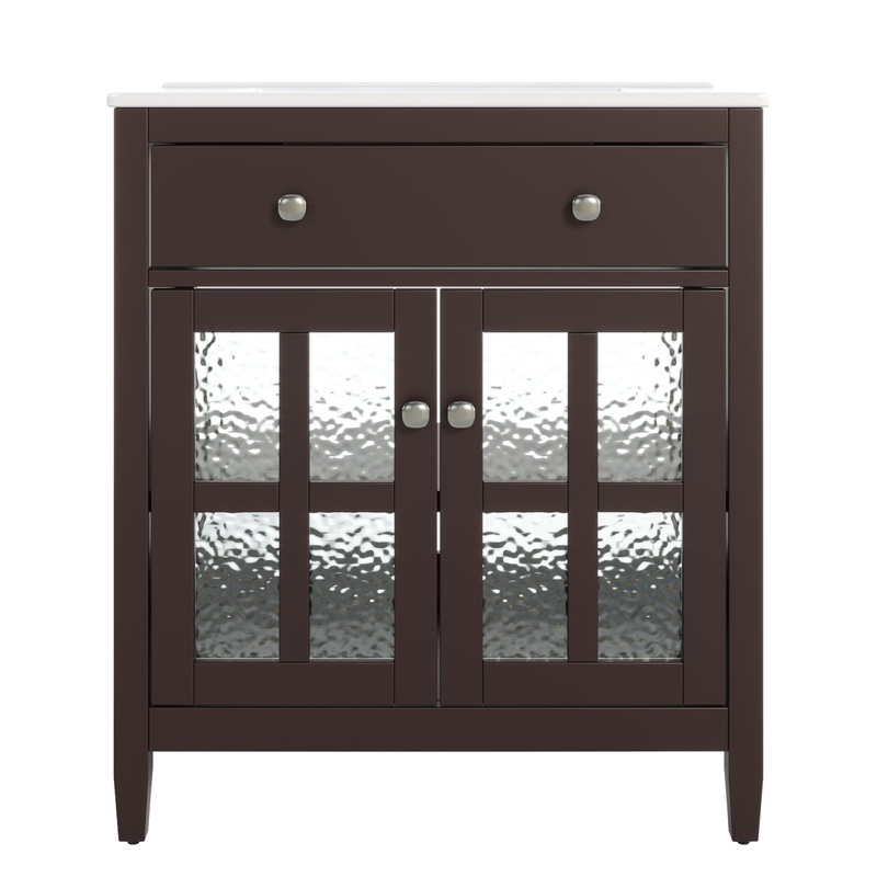 Bathroom Vanity With Ceramic Sink, Adjustable Shelf & Tip Out Tray