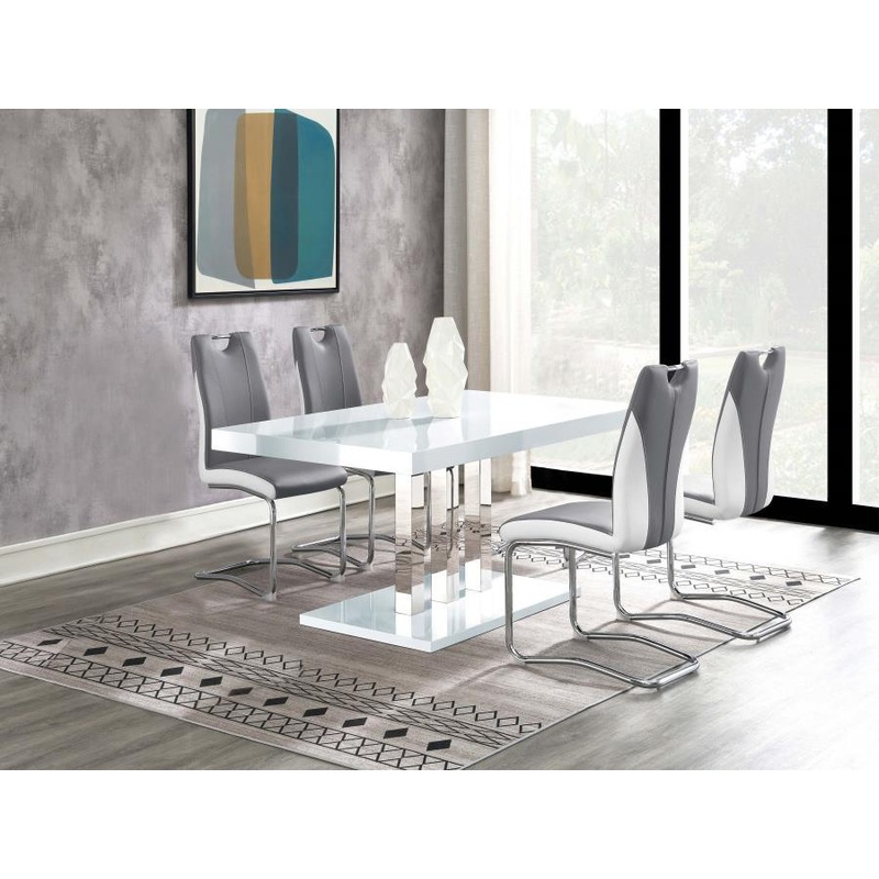 Brooklyn – 5 Piece Rectangular Dining Set – White High Gloss