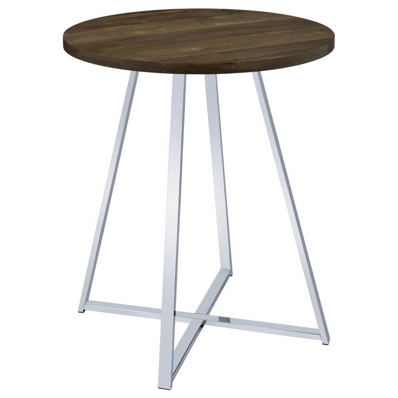 Burkhart – Round Pub Height Bistro Bar Table – Brown Oak