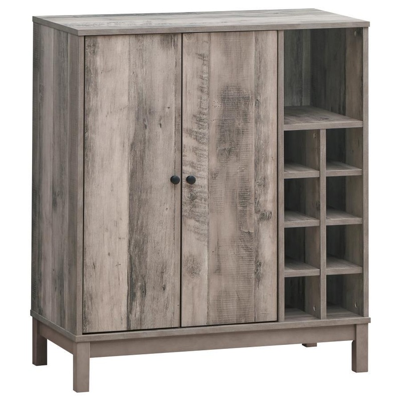 Cheyenne – 2 Door Home Bar Wine Cabinet – Weathered Acacia