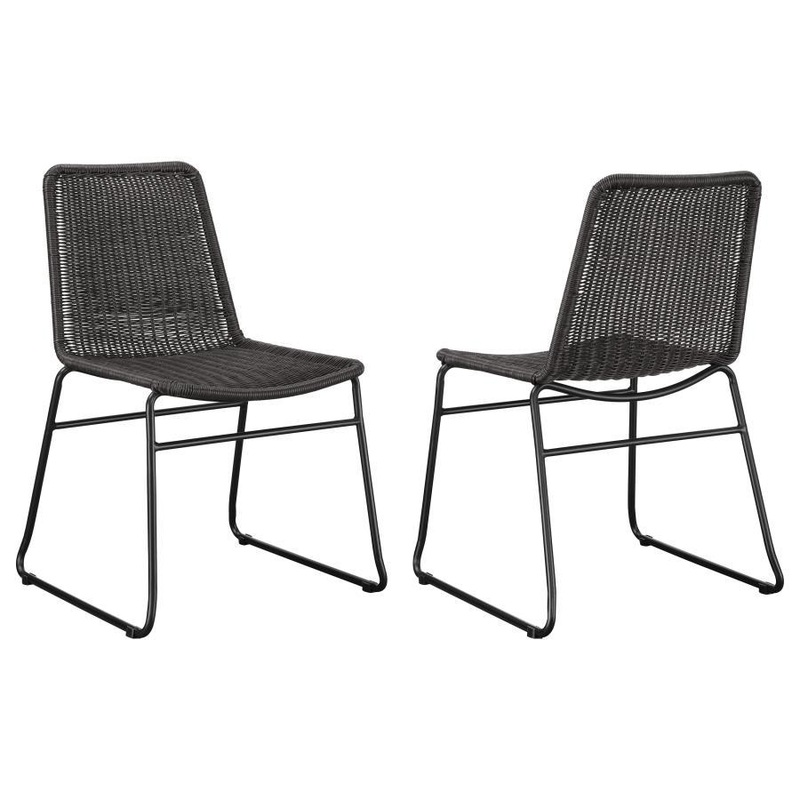 Dacy – Faux Rattan Metal Dining Side Chair (Set of 2) – Brown