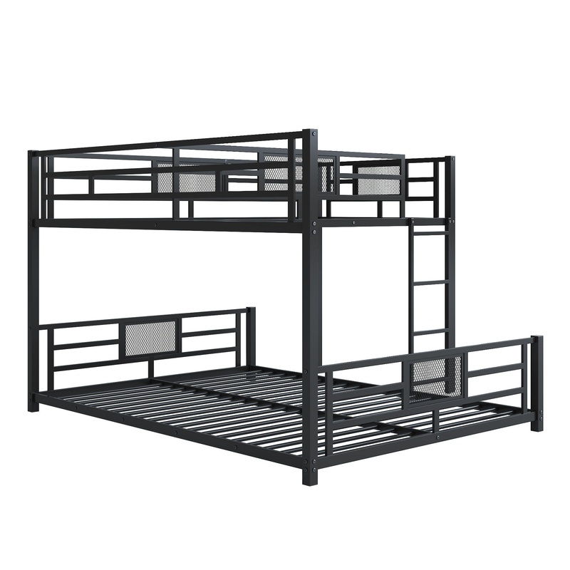 L-Shaped Bunk Bed|White|Black|Twin over Full